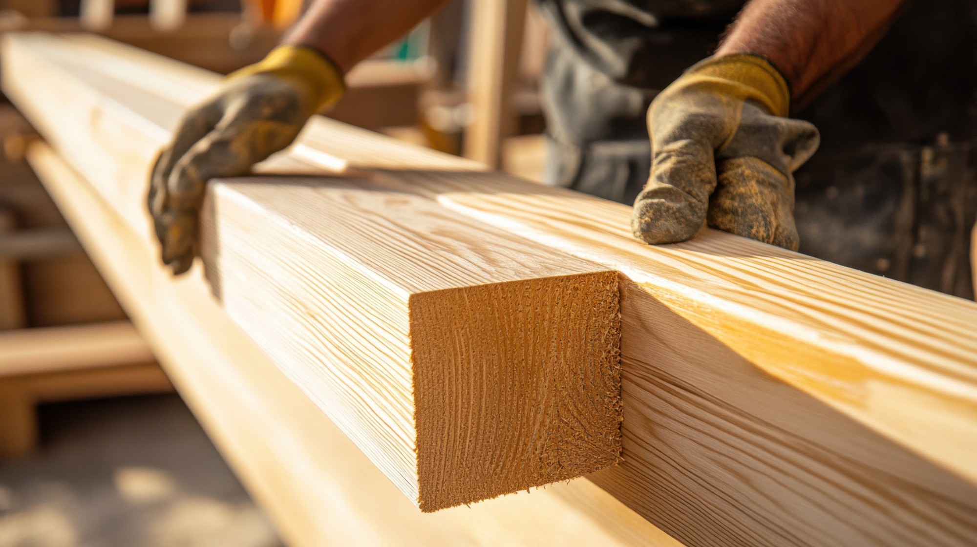 Detail einer Holzbalken-Konstruktion